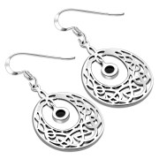 Black Onyx Celtic Knot Silver Earrings - e307